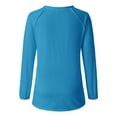 thumbnail image 2 of Arlun,Sexy V-Neck Womens T Shirts Casual Thin Loose Fit Splicing Solid Color Tee Shirts Tops Women's Soft Lightweight Long Sleeve Fall Tshirts Clothes Blue XXL, 2 of 5