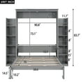 thumbnail image 5 of Full Size Murphy Bed Wall Bed with Shelves and LED Lights,Gray, 5 of 9