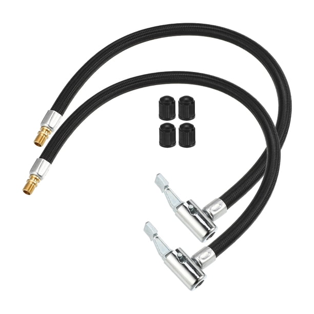 2 uds 40cm 15,75 "tubo de conexión de válvula de neumático con cubierta de boquilla mandril de aire inflador compresor bomba extensión Kit de manguera de goma para coche