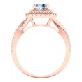 thumbnail image 4 of 1.3125 ct Round Cut Natural Swiss Blue Topaz Solitaire with Simulated Diamond Accents 14K Rose Gold Womens Engagement Ring, 4 of 5