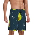 thumbnail image 2 of Balery Avocado in Space Pantalones cortos de pijama de punto de algodón para hombre con cinturilla y bolsillos-Small, 2 of 6