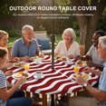 thumbnail image 3 of Round Outdoor Tablecloth with Umbrella Hole and Zipper, Red White Tablecloth with Elastic Waterproof, Modern Abstract Waves Water Ripple Striped Patio Table Covers for 36" - 44" Picnic Pool Tables, 3 of 9