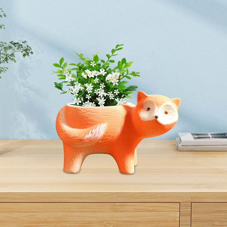 Unique Ceramic Animal Shape Planter Pot with Drainage Hole - Hand