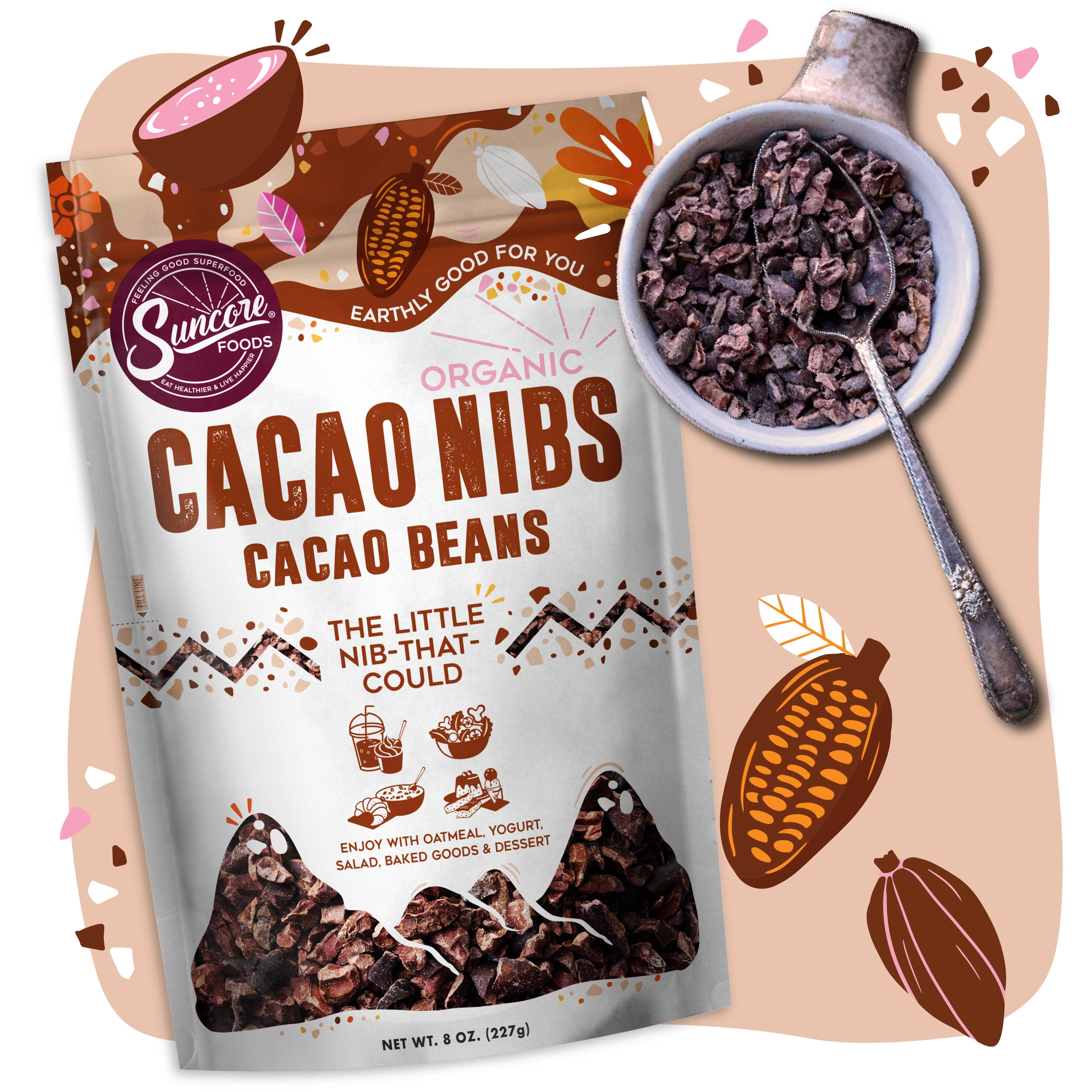 Suncore Foods Organic, Raw Dark Chocolate Cacao Nibs, Gluten-Free