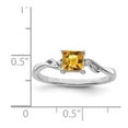 thumbnail image 5 of 925 Sterling Silver Rhodium Plated Diamond and Citrine Square Ring Size 7, 5 of 6
