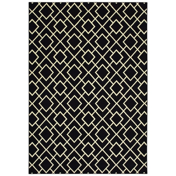 Sphinx Luna Area Rug 8123B Black Lines Diamonds 3' 10" x  5' 5" Rectangle