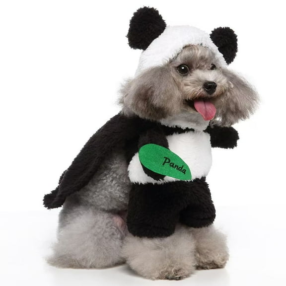 Panda Dog Costume, Adorable Black and White Outfit with Hat & Cape for Small Dogs and Cats, Perfect for Halloween and Cosplay-S