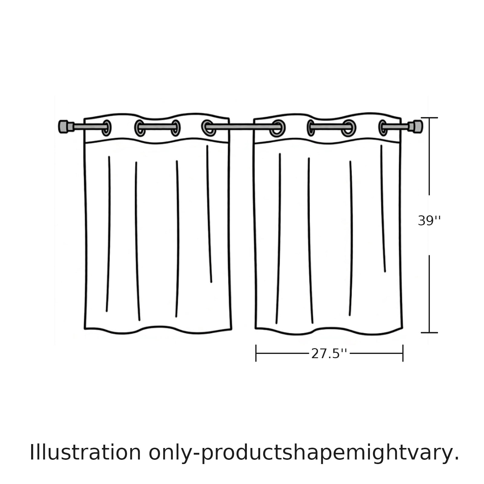 2 Panels Kitchen Tier Curtains 39 Inch Length, Boho Grommets Window Treatment Curtain, Middle Century Leaves Bohemia Minimalist Abstract Art Beige Thermal Curtains Drapes for Living Room/Bathroom