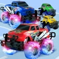 thumbnail image 3 of JoyX 4-Pack Light Up Monster Trucks with LED Tires – 2 Push & Go + 2 Mini Pull-Back Cars, Kids Toy Gift Set, 3 of 14