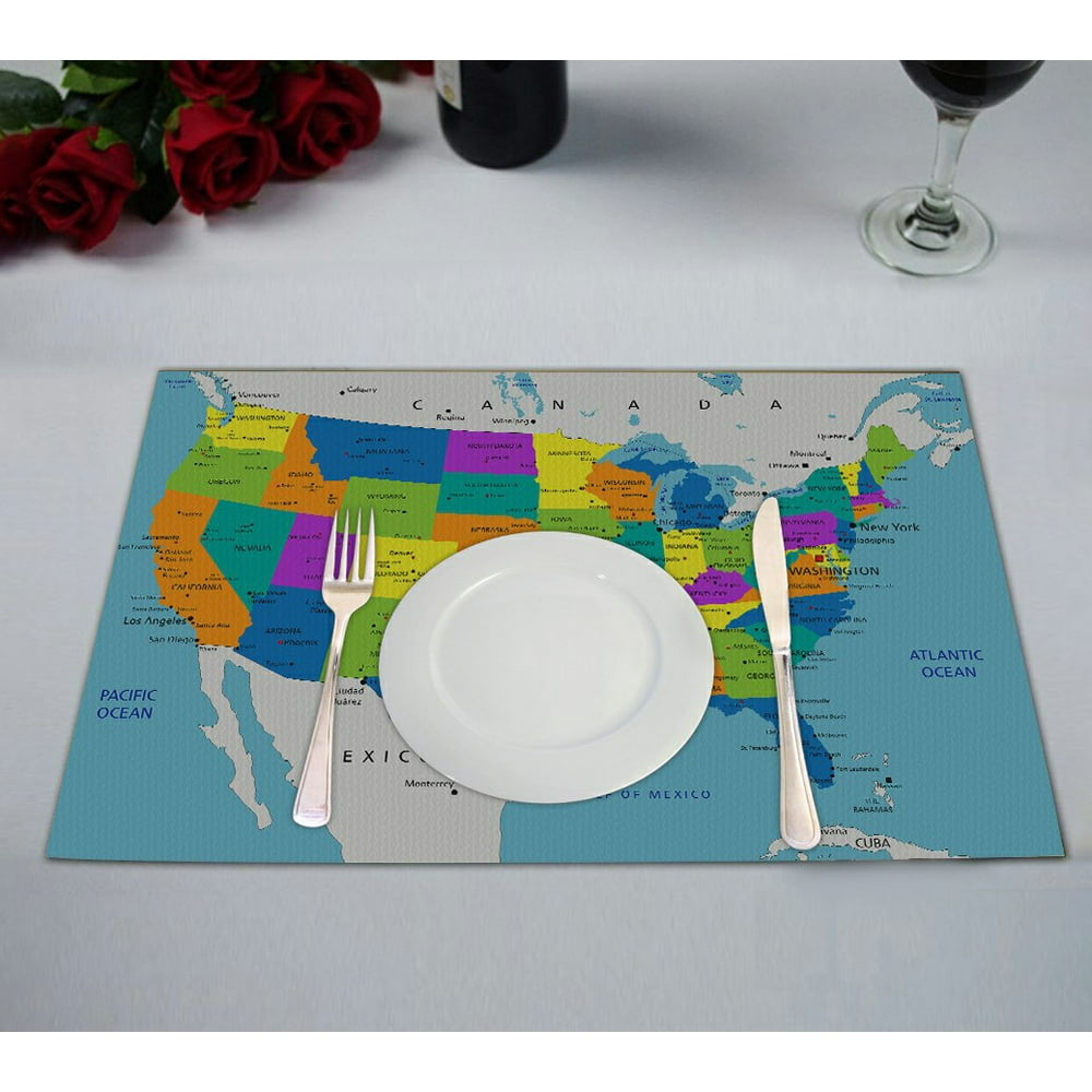 GCKG Educational Placemat, Colorful United States of America Political