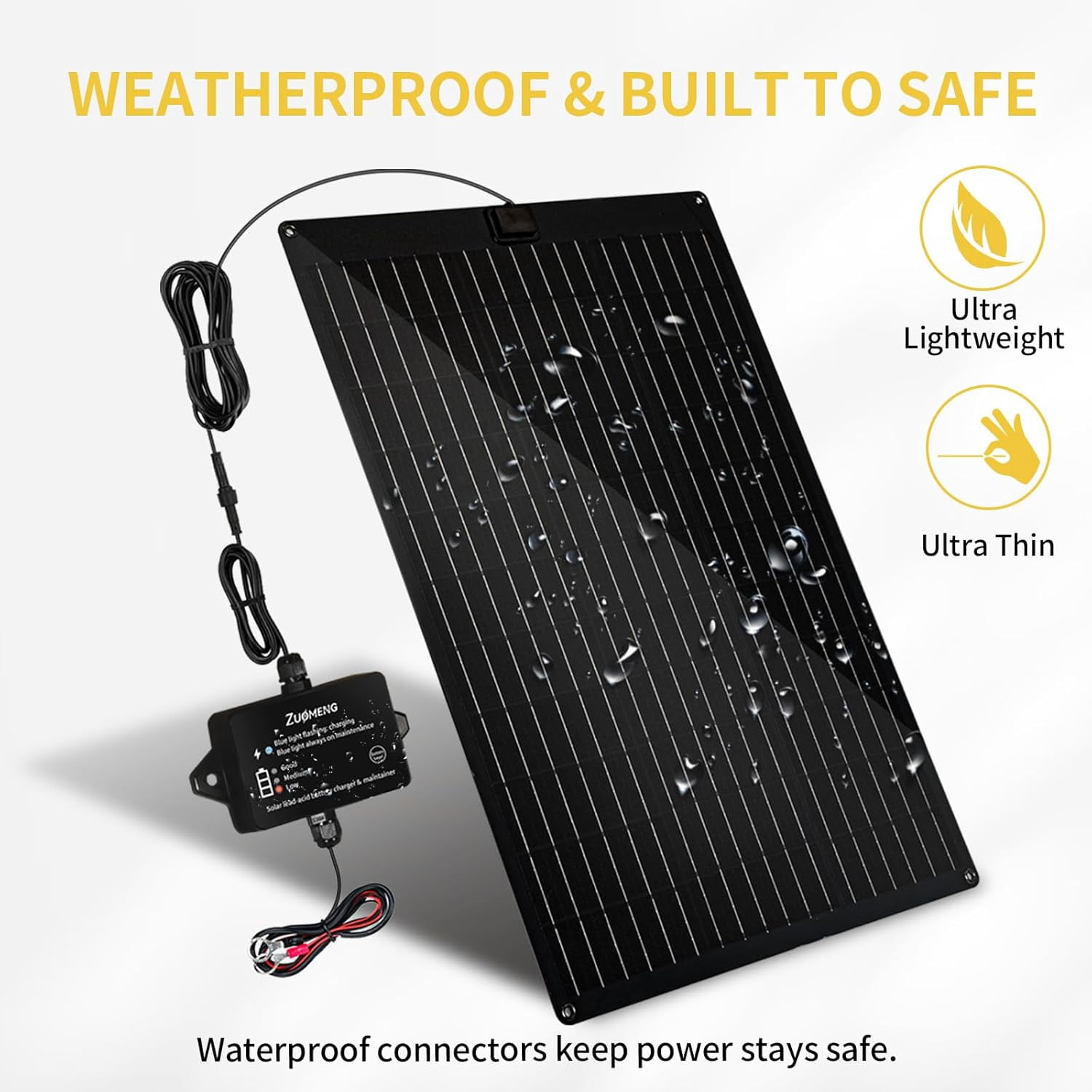 32W Solar Battery Charger, Zuomeng MPPT Solar Battery Maintainer & Solar Trickle Charger Kit with 32W High-Efficiency Solar Panel, Pulse Repair Solar Battery Charger