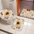 thumbnail image 5 of Sunflower Leaf Bathroom Rugs Set Spring Plants Non Slip Absorbent Soft Bath Mats 3 Piece Set with Bathroom Rug, U-Shaped Floor Mat, Toilet Seat Cover Large Size, 5 of 9