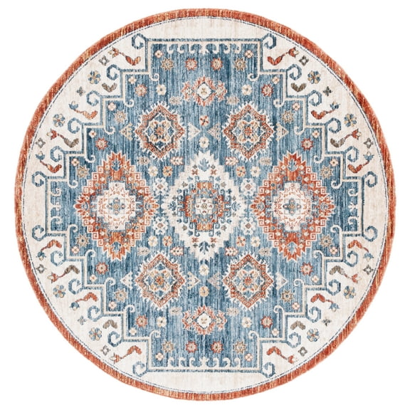 SAFAVIEH Olympia Bari Southwestern Area Rug, Blue/Ivory, 6' x 6' Round