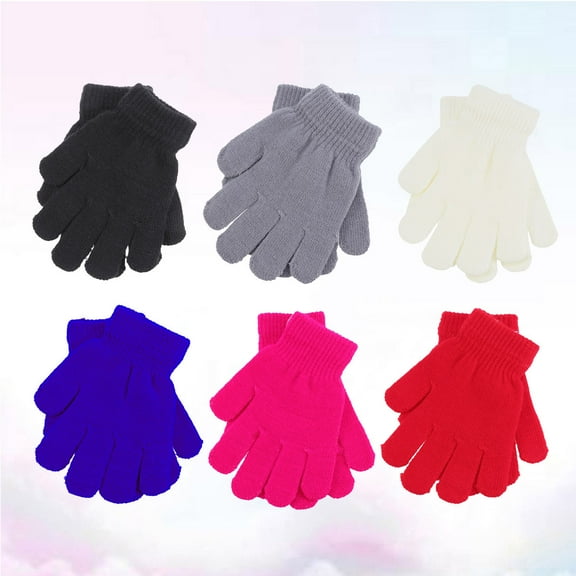 ROSENICE Gloves for Kids Girls 6Pairs Acrylic Spandex Cold Protection