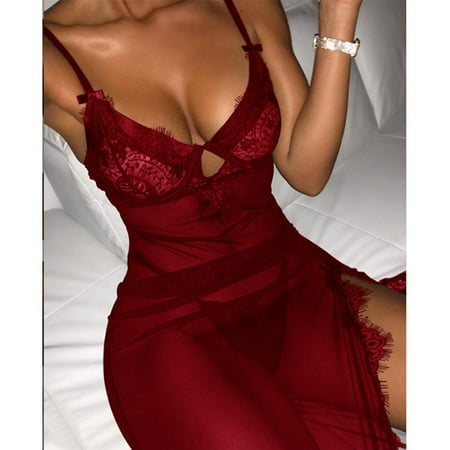 

Roliyen Sleepwear For Womens Pajamas For Women Nightgowns For Women Ladies Valentine Lingerie Lace Babydoll Underwear Nightwear Sleepwear