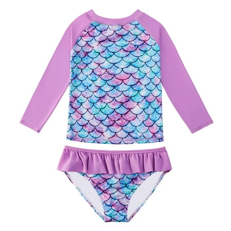 

Gyratedream 2-10T Little Big Girls Long Sleeve Two Pieces Rash Guard Swimsuit Bathing Suit