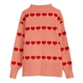 thumbnail image 5 of QSAWXQZ Women's Valentine's Sweater Knitting V Neck Heart Print Striped Pullover Top Rose Gold XL, 5 of 6