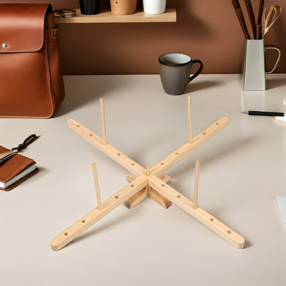 Raindrops Wood Yarn Winder Tool Rotatable Yarn Holder for Home Knitting Crochet Craft Supplies Khaki