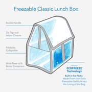 PackIt Freezable Lunch Bag, Black Grid, Built with EcoFreeze Technology, Foldable, Reusable, Zip and Velcro Closure with Buckle Handle, Perfect for Lunches Large