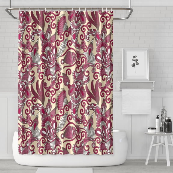 Colorful Ethnic Shower Curtain - Exotic Floral Bathroom Decor Waterproof Machine Washable Quick-Dry 72x72 Inches