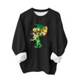 thumbnail image 4 of Qiopertar Mode Femmes Saint-Patrick Décontracté Manches Longues Col Rond Imprimé Chandail en Molleton Dames Hauts Blouse Offres de la Semaine Liquidation Moins de 5$ jusqu'à 90 % de Réduction, 4 of 5