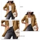 thumbnail image 3 of Chaqueta de traje Color sólido Slim Fit Mangas largas Chaqueta de oficina informal para mujer para otoño primavera Caqui XL, 3 of 4