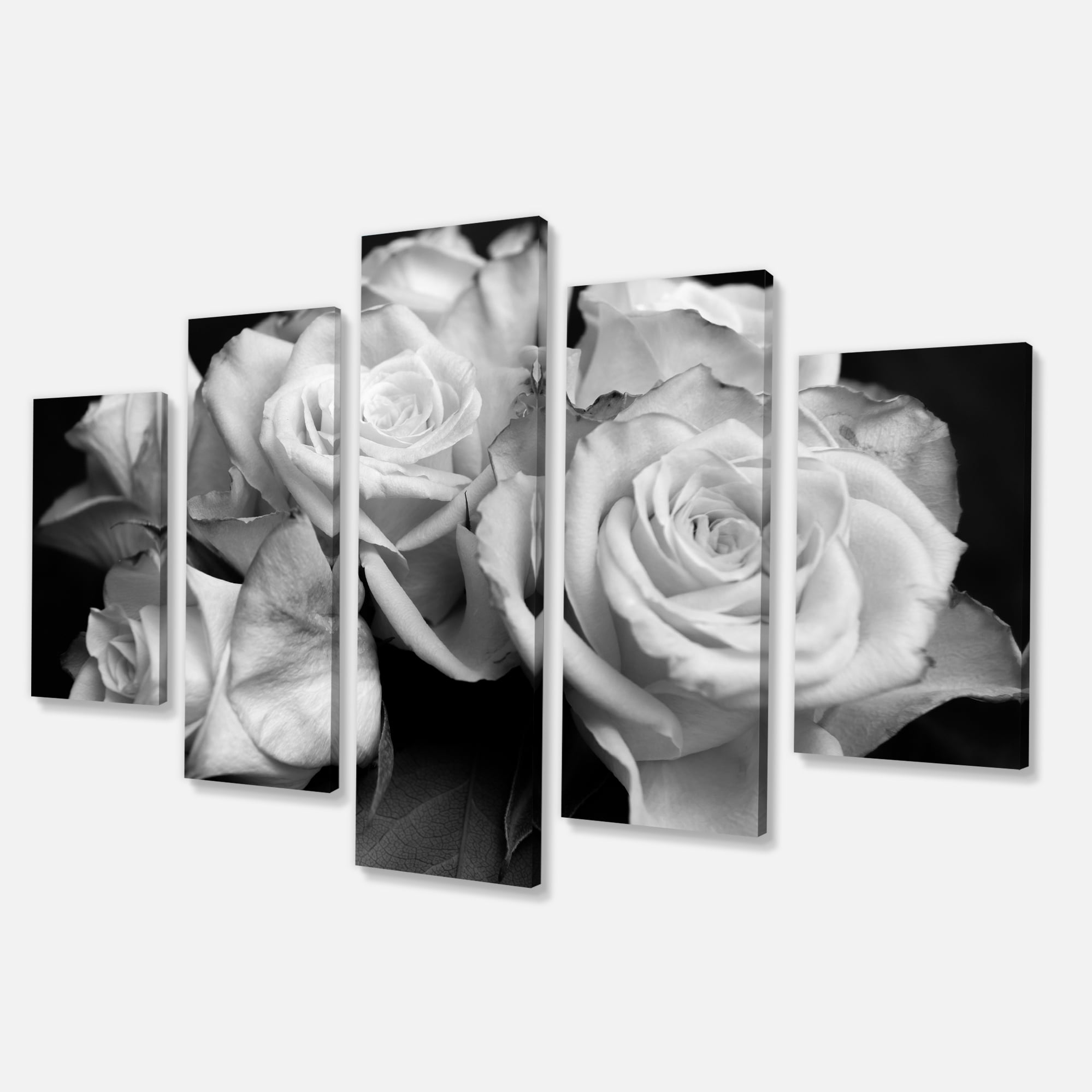Designart 'Bunch of Roses Black and White ' Large Floral Art Canvas Print