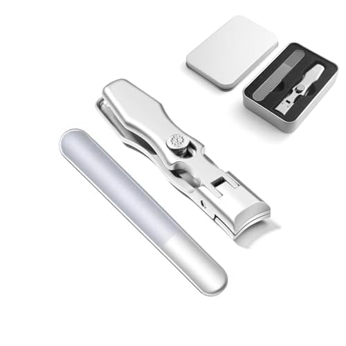 Ultra Wide Jaw Opening Nail Clippers,German Nail Clippers for Men,Telescopic Nail Clippers,Toenail Clippers for Seniors,Portable Ultra Sharp Nail Clippers,Anti Splash Nail Clipper (Silver)