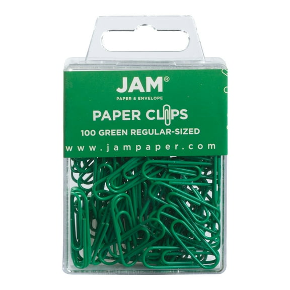JAM Paper Standard Paper Clips, Green, Small 1 Inch, 100/Pack