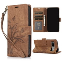 Mantto for Google Pixel 8a Embossed Pattern Wallet Case with Wrist Strap, Premium Retro PU Leather Magnetic Flip Kickstand Function Credit Card Holder Shockproof Slim Phone Case,Brown