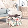 thumbnail image 3 of Yayeee Collapsible Cube Storage Bin with Lid Fabric Closet Decorative Basket with Handles, Beige Red Floral, 3 of 7