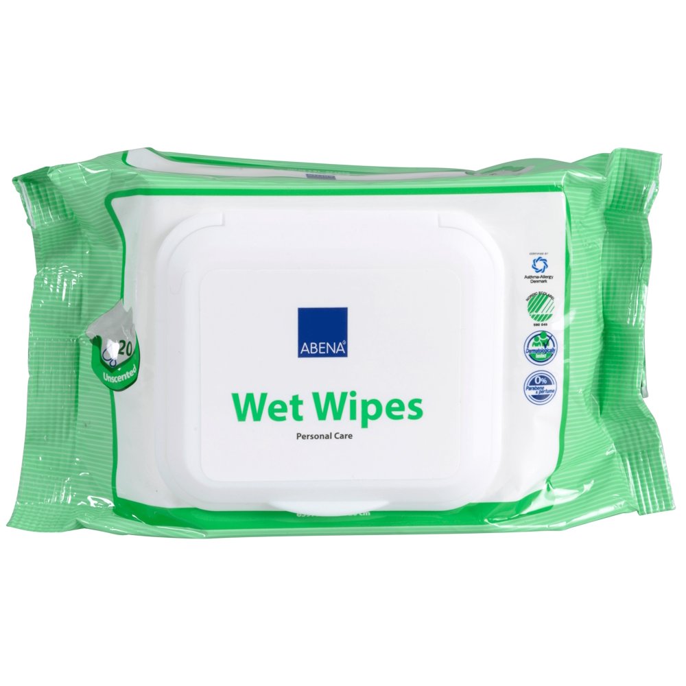 Abena Cleansing Wipes, Adult Wet Wipes With Lid, 20 Count