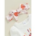 thumbnail image 5 of Newborn Baby Girls My 1st Halloween Outfits Long Sleeve Letter Romper Pumpkin Bell Bottoms Headband Fall Winter Clothes, 5 of 8