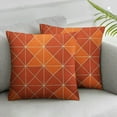 thumbnail image 3 of Orange Gold Plaid Geometric Stripes Embroidery Velvet Cushion Case Luxury Modern Square Throw Pillow Cover Pillowcase for Couch Living Room Bedroom Car, 3 of 7