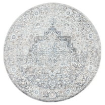 SAFAVIEH Jasmine Marilou Geometric Area Rug, Grey/Blue, 5'3" x 5'3" Round