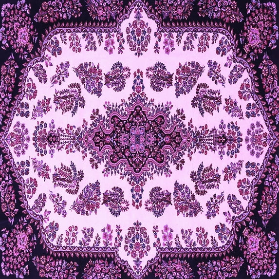 Ahgly Company Indoor Square Medallion Purple Traditional Area Rugs, 7' Square