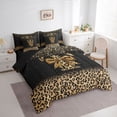 thumbnail image 2 of Erosebridal Chic Cheetah Print Bedding Comforter Set, Personalized Initial T King Bedding Sets, Black Brown, Black Reversible 7 Pieces, 2 of 6