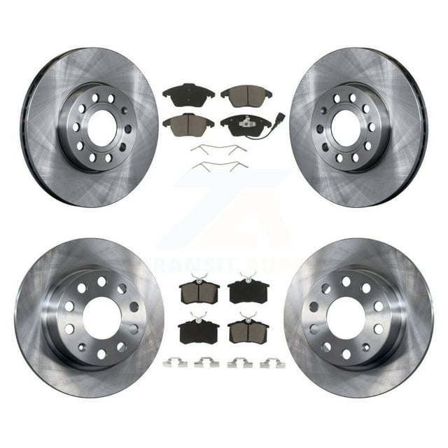 CMX Front Rear Disc Brake Rotors and Ceramic Pads Kit for Car Volkswagen Jetta Beetle with 253mm Diameter Rotor K8C-101118