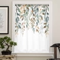 thumbnail image 4 of Green Brown Botanical Semi Sheer Curtains Drapes for Living Room, Bedroom, French Doors Window 84 Inches Long, Farmhouse Eucalyptus Leaves Rod Pocket Chiffon Curtain Drapery Voile Draperies Panel, 4 of 6