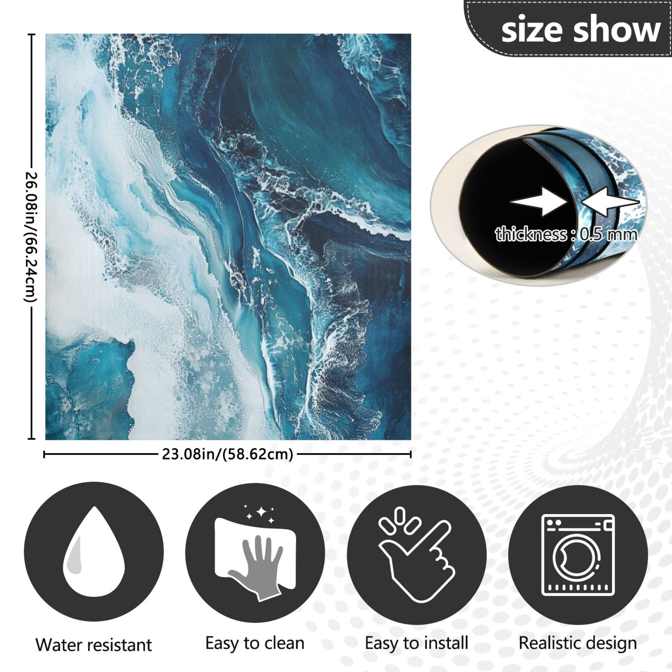 Dishwasher Magnetic Sticker 23x26 Inch Refrigerator Magnetic Sticker Washing Machine Magnetic Sticker Kitchen Panel Magnetic Sticker Home Decor Beautiful Blue Wave