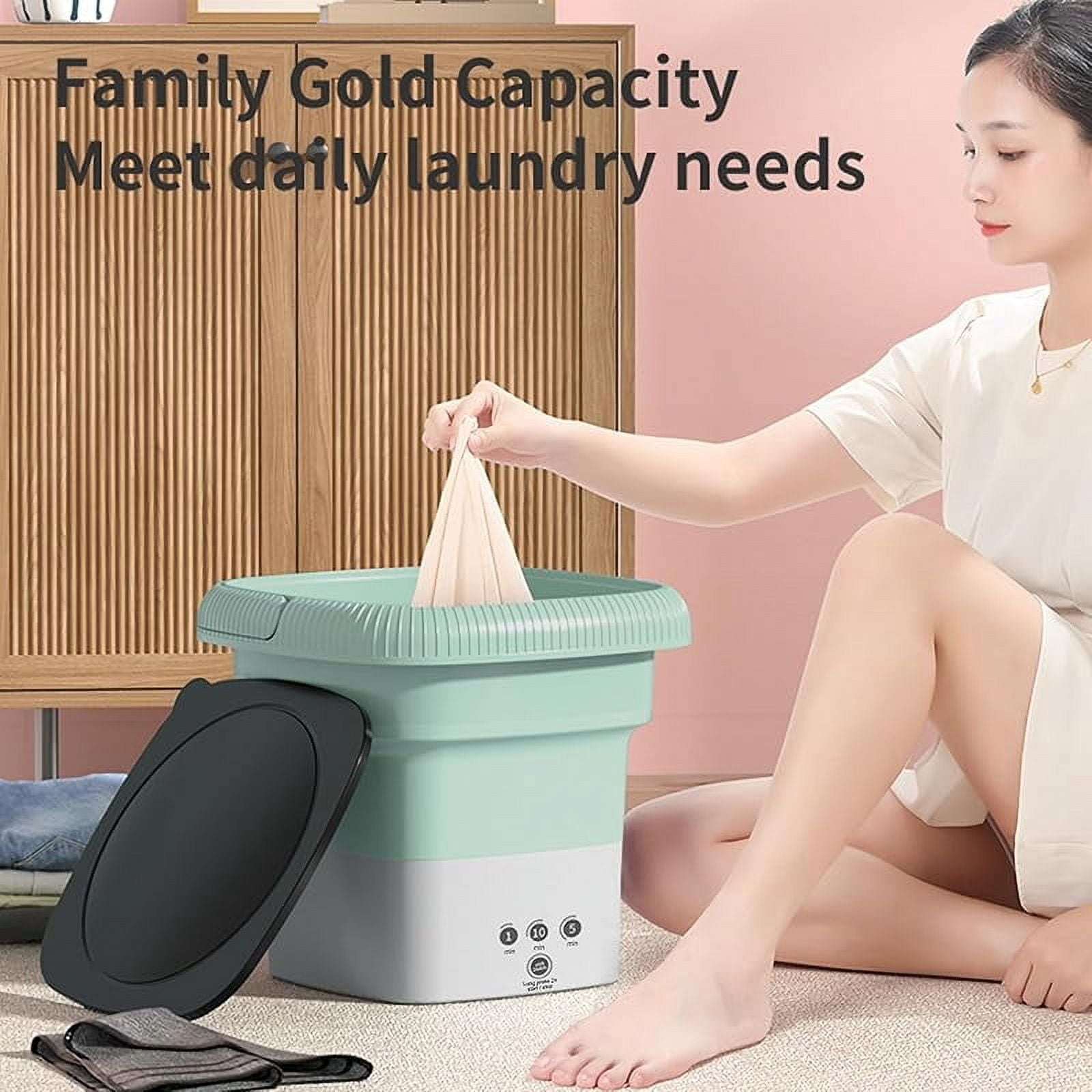 Portable Small Washing Machine,13L Capacity Foldable Mini Washer,Ideal for Baby Clothes, Underwear & Small Items. Perfect for Apartments, Dorms, RVs & Travel (Green)
