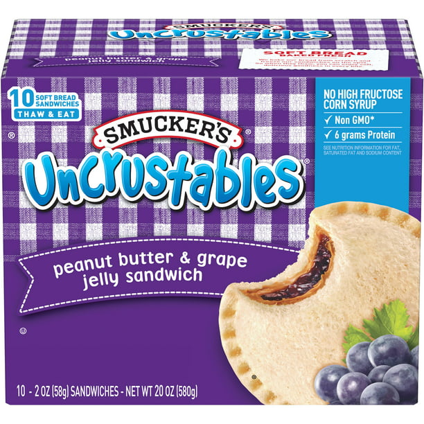 Can You Keep Uncrustables In The Fridge Uncrustables Peanut Butter Grape Jelly Sandwich 10 Count Pack Walmart Com Walmart Com