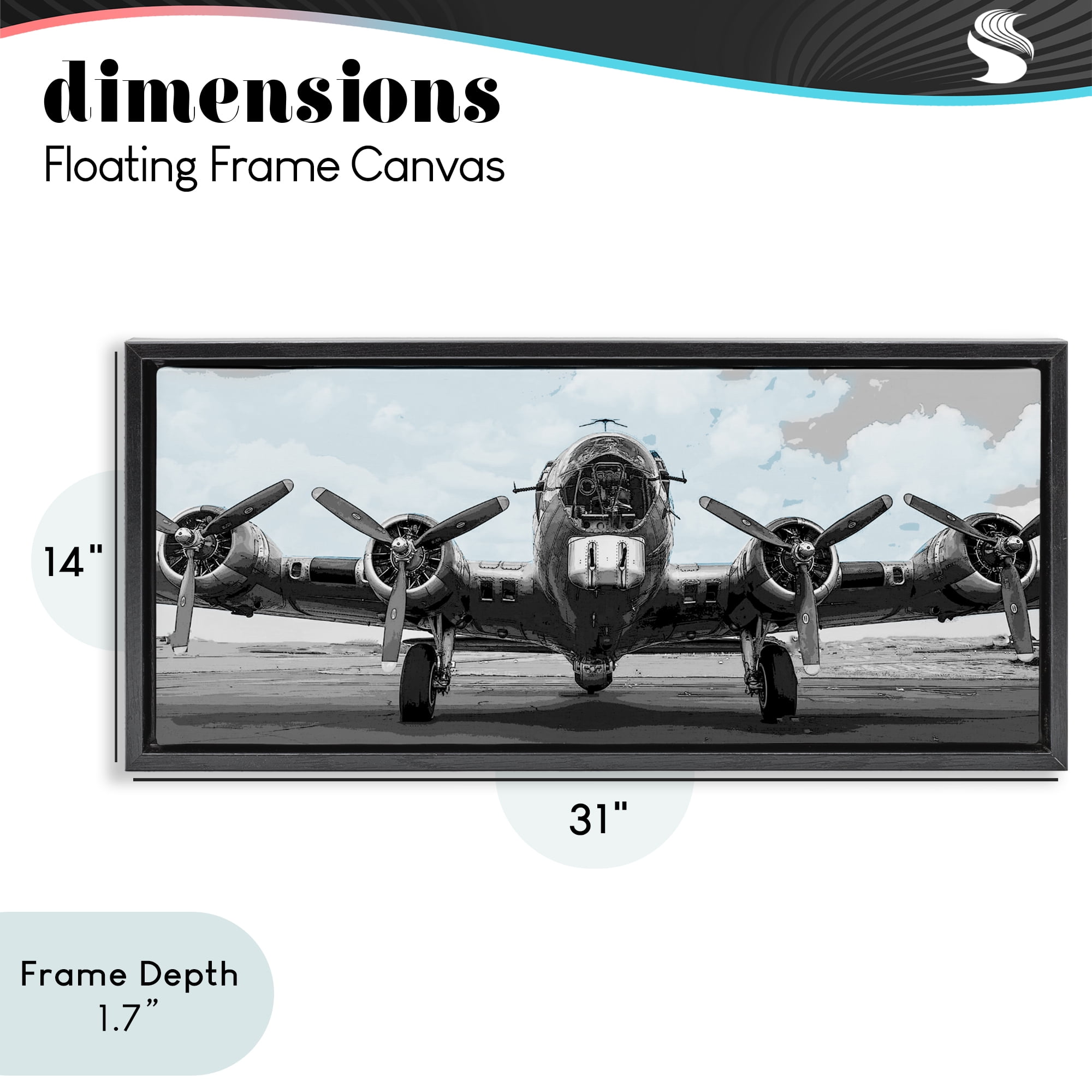 Stupell Industries Historic Aviation Aircraft Black Framed Floater Canvas Wall Art, design by Kim Allen