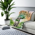 thumbnail image 3 of Happy St. Patrick’s Day Devon Rex with Green Hat Shamrocks Rainbow Cozy Sherpa Blanket Cat Lover Kitten Owner Gifts Warm Soft Throw Blanket - 03007, 3 of 5
