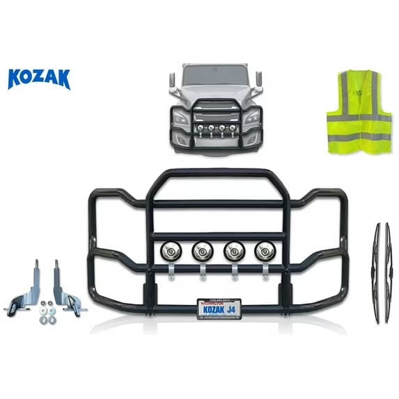 Compatible with Freightliner Cascadia 2018-2024 Bumper Grille Deer Guard — Black (Kozak Aftermarket)
