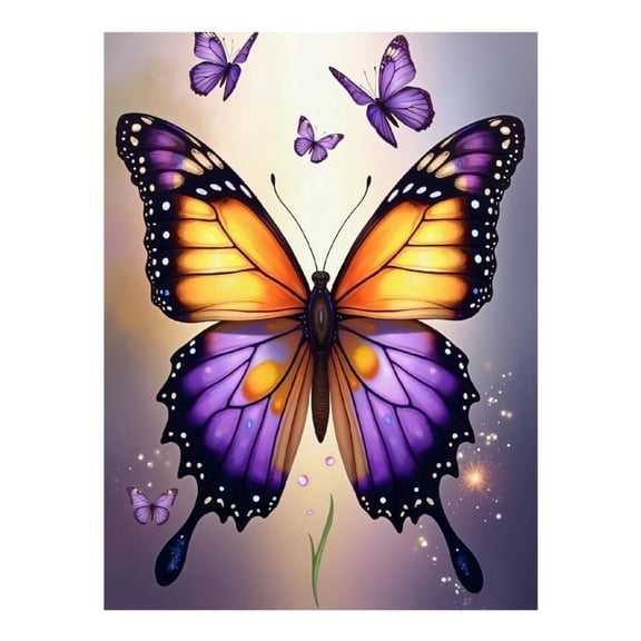 Diamond Art Kits for Adults - Classic Butterfly Print No.1065 5D Frameless Dimond Painting Kit for Adults Beginner, Round Diamond Kits for Home Wall Decor, Gift for Women