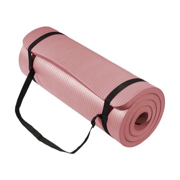 BalanceFrom Yoga Mat, 1" Extra Thick Exercise Pilates Workout Mat, 71"x24", Pinkish