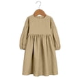 thumbnail image 2 of IROINNID Toddler Girl Dress Outfits Long Sleeve Round Neckline Spring Clothes Girls'Solid Color Princess Dress Round Neck Princess Bow Skirt, 2 of 8