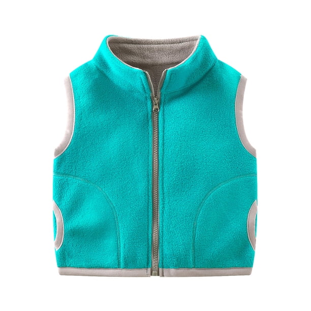 Gibobby Chamarra de invierno para niños y niñasNiños pequeños bebés niñas niños invierno cálido algodón grueso sin mangas Patchwork chaleco abrigo ropa(Azul, 8-9 Años)