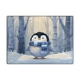 thumbnail image 2 of 80x58in Area Rug Machine Washable Floor Mats Skid-Resistant Backing Carpet for Home Kitchen Bedroom Cute Penguin in Winter, 2 of 7